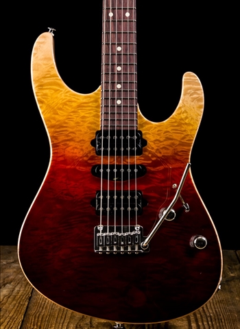 Suhr Modern Custom Carve Top Quilt Maple/African Mahogany - Desert Gradient