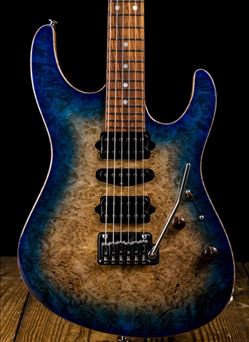 Suhr Modern Custom Burl Maple/Cocobolo - Bahama Blue Burst