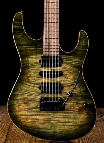 Suhr Modern Custom Waterfall Burl Maple/Pau Ferro - Faded Trans Green Burst