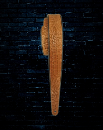 LM 2.5" Premium Leather Crocodile Guitar Strap - Brown