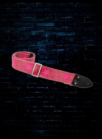 Henry Heller HCOTRV-04 2" Cotton Strap - Distressed Pink with Stars | NStuffmusic.com