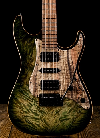 Suhr Standard Custom Waterfall Burl Maple - Faded Trans Green Burst