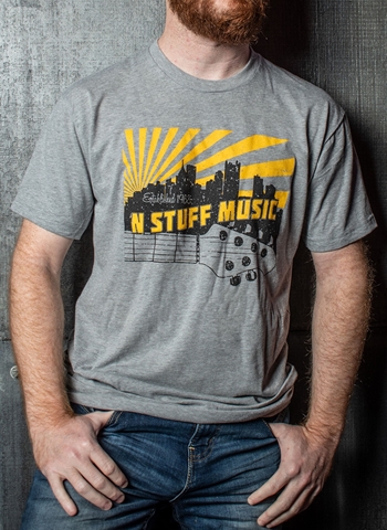 N Stuff PGH Skyline Design on Heather Grey T-Shirt