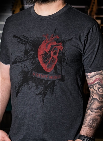 N Stuff Heart Design on Charcoal T-Shirt