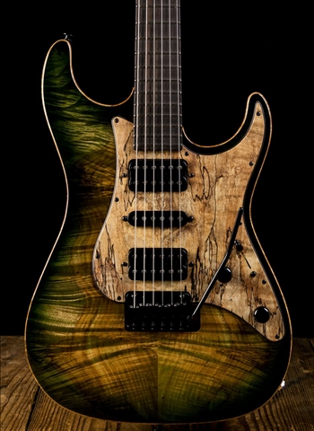 Suhr Standard Custom Waterfall Burl Maple/Basswood - Faded Trans Green Burst