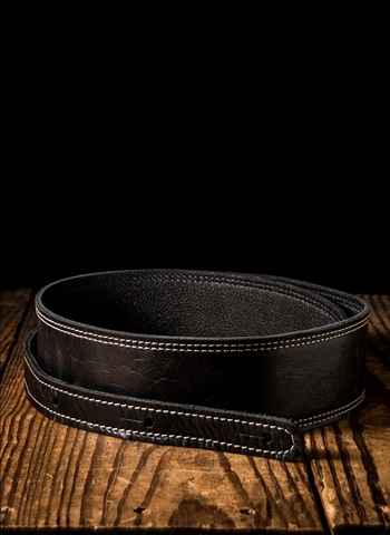 LM 2.5" Glazed Pullup Glove Leather Guitar Strap - Black