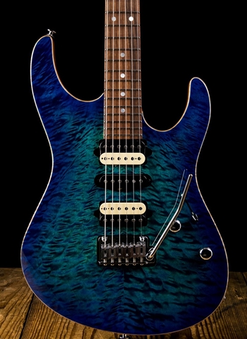 Suhr Modern Custom Angel Quilt Maple/Mahogany - Aqua Blue Burst