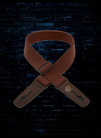 Lock-It Straps LIS 048 C2-BRN/BRN 2" Cotton Series Guitar Strap - Brown