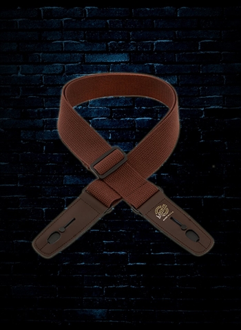 Lock-It Straps LIS 048 C2-BRN/BRN 2" Cotton Series Guitar Strap - Brown