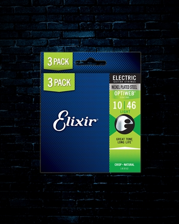 Elixir 19052 Optiweb Nickel Plated Steel Electric Strings (3 Pack) - Light (10-46)