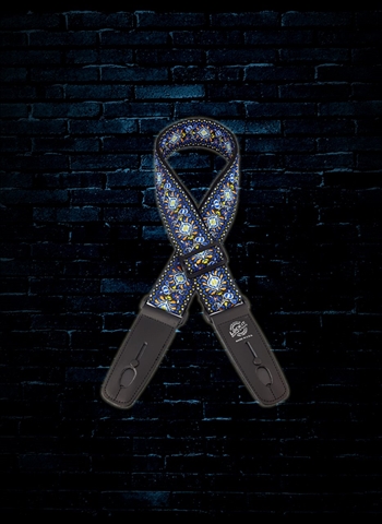 Lock-It Straps LIS 062 BC - Retro Vintage Series Guitar Strap - Blue Chill