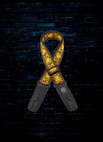Lock-It Straps LIS 064 LC - 2" Retro Vintage Series Guitar Strap - Lemon Chill
