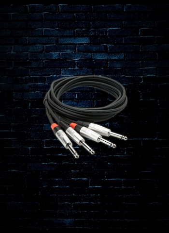 Hosa HPP-005X2 - 5' Dual REAN 1/4" TS to Dual REAN 1/4" TS Pro Stereo Interconnect