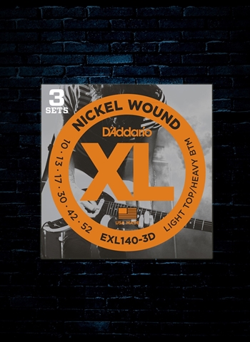 D'Addario EXL140 XL Nickel Wound Electric Strings (3 Pack) - Light Top/Heavy Bottom (10-52)