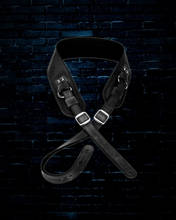 LM BB-9 - 2.5" Leather Guitar Strap - Black