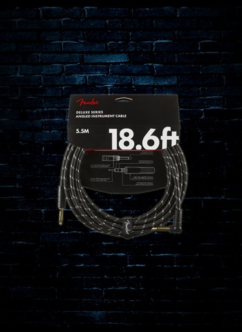 Fender Deluxe 18.6' Straight to Right-Angle Guitar Cable - Black Tweed