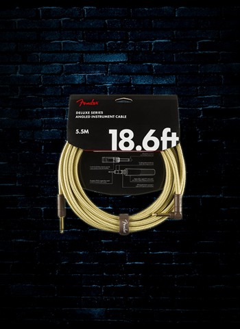Fender Deluxe 18.6' Straight to Right-Angle Guitar Cable - Tweed