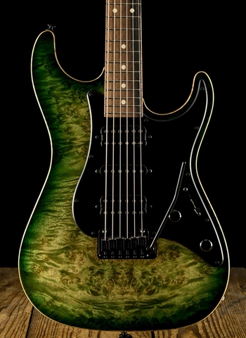 Suhr Standard Custom Waterfall Burl Maple/Basswood - Faded Trans Green Burst