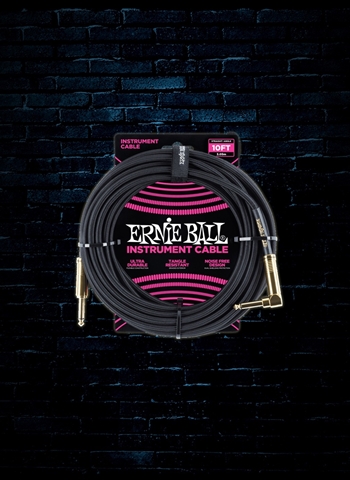 Ernie Ball 10' Braided Straight to Angle Instrument Cable - Black