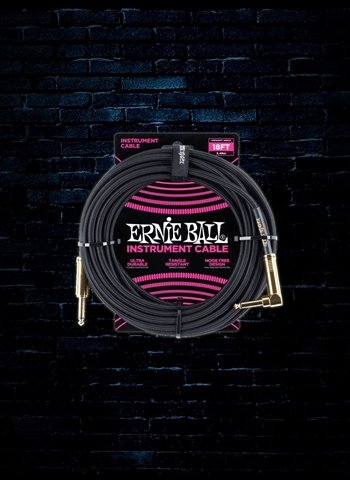 Ernie Ball 18' Braided Straight to Angle Instrument Cable - Black