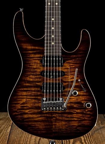 Suhr Modern Custom Carve Top Quilt Maple/African Okoume - Bengal Burst