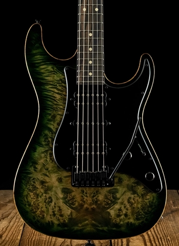 Suhr Standard Custom Waterfall Burl Maple/Basswood - Faded Trans Green Burst