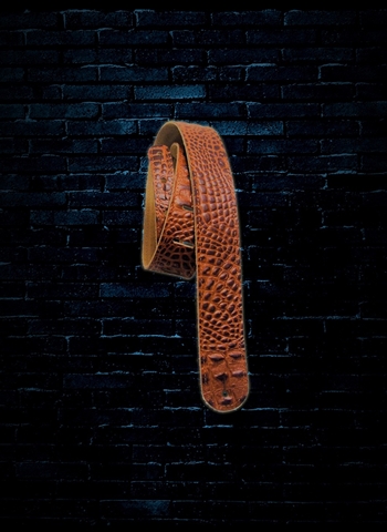 LM 2" Double Standard Croco-Leather Guitar Strap - Brown