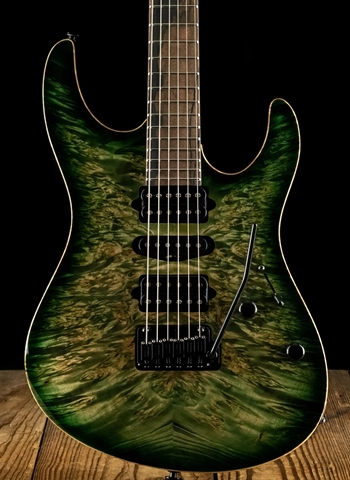 Suhr Modern Custom Waterfall Burl Maple/Genuine Mahogany - Faded Trans Green Burst