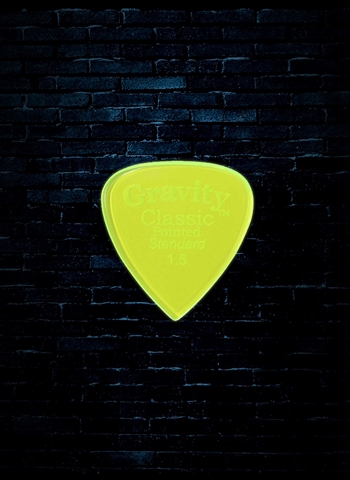 Gravity 1.5mm Classic Pointed Shape Standard Guitar Pick - Fluorescent Green