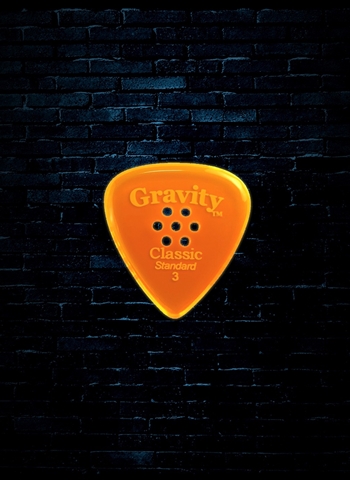 Gravity 3mm Classic Shape Standard Multi-Hole Grip Guitar Pick - Orange