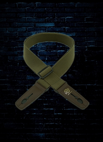 Lock-It LIS 050 C2-OLV/BRN 2" Cotton Series Guitar Strap - Olive