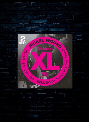 D'Addario EXL170-5TP XL Nickel Wound Long Scale 5-String Bass Strings (2 Pack) - Light (45-130)