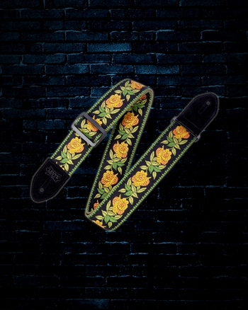 Levys 2" Print Series Woven Guitar Strap - Yellow Rosa