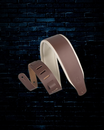 Levys 3" Classic Series Top Grain Leather Guitar Strap - Brown/Cream