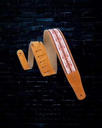 Levy's 2.5" Print Series Suede Leather Guitar Strap - Honey