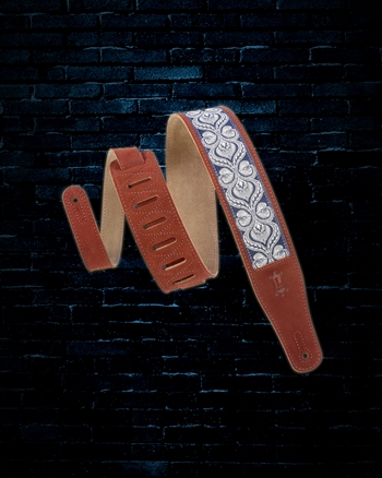 Levys 2.5" Print Series Suede Leather Guitar Strap - Rust
