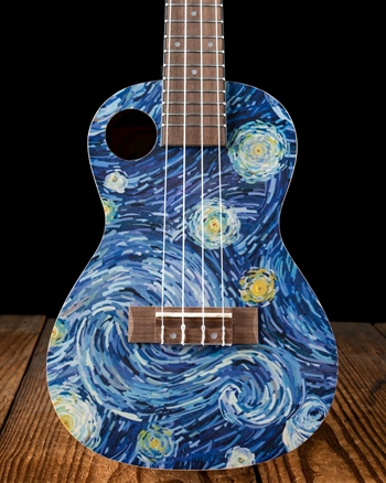 Amahi UKC-3DA4 Painted Concert Ukulele - Van Gogh Starry Night