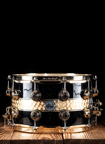 DW 8"x14" Collector's Series Snare - Mirra Black w/Gold Leaf Stripe