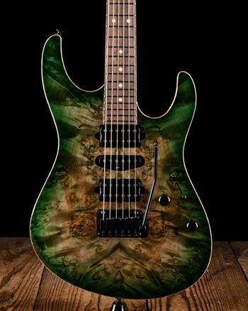 Suhr Modern Custom Waterfall Burl Maple/Genuine Mahogany - Faded Trans Green Burst