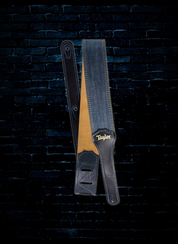 Taylor 2" Blue Denim Guitar Strap - Gold Logo