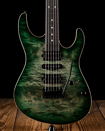 Suhr Modern Waterfall Burl Maple/Genuine Mahogany - Faded Trans Green Burst