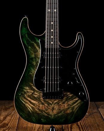 Suhr Standard Custom Waterfall Burl Maple/Basswood - Trans Green Burst