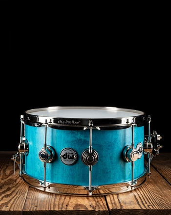 DW 6.5"x14" Collector's Series Maple Mahogany Snare - Azure Satin Oil