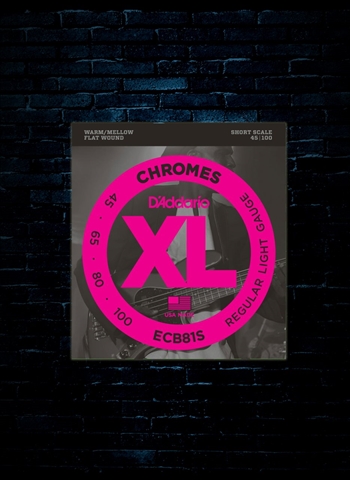 D'Addario ECB81S XL Chromes Flat Wound Bass Strings - Short Light (45-100)