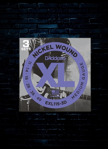 D'Addario EXL115 XL Nickel Wound Strings (3-Pack) - Medium (11-49)