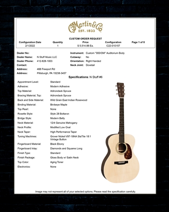 Martin Custom Shop 000/OM Adirondack Spruce/East Indian Rosewood