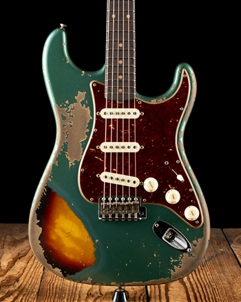 Fender Custom Shop Roasted '61 Stratocaster - Aged Sherwood Metallic Over 3-Color Sunburst