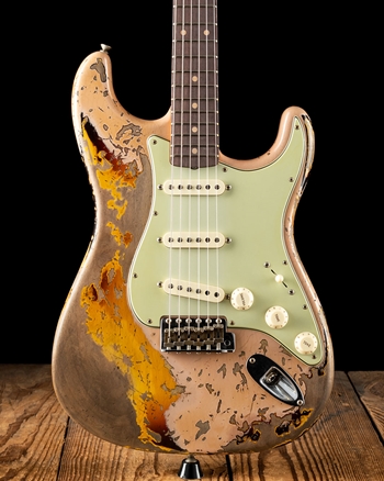 Fender Custom Shop Super Heavy Relic '59 Stratocaster - Aged Shell Pink Over Chocolate 3-Color Sunburst