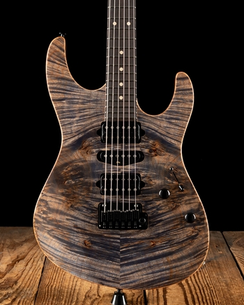 Suhr Modern Custom Waterfall Burl Maple/Black Limba - Trans Blue Denim