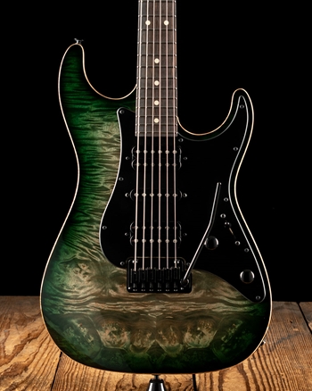 Suhr Standard Custom Waterfall Burl Maple/Basswood - Faded Trans Green Burst